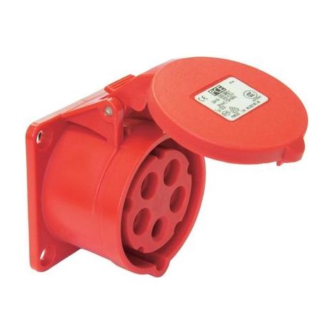 Enchufe de panel 16A 5P 400V /70x70/ rojo IP44 315-6