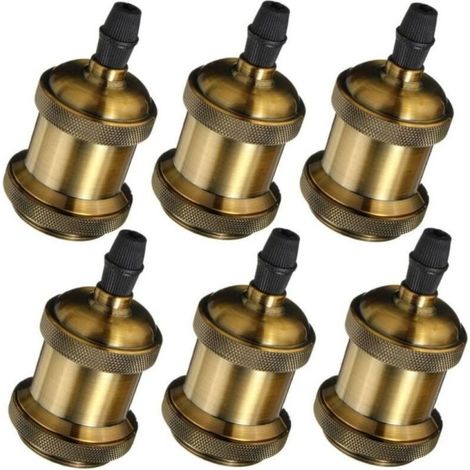 6×Rétro Douille d'ampoule E27 Edison LED, Vintage Style Adaptateur de Lampe Spiral Support 110220V pour Suspension Lustre Plafond, Bronze (1/4)