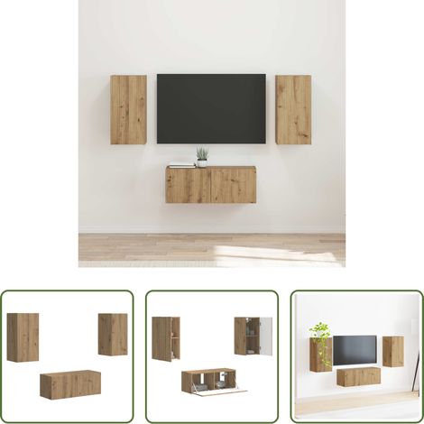 Meuble suspendu - Ensemble meuble TV 6 pcs Chêne artisanal Bois d'ingénierie (1/5)