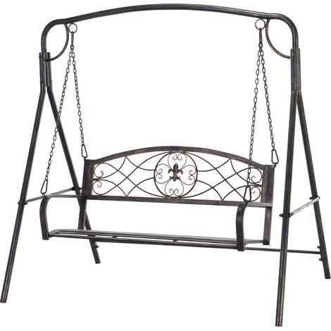 Balançoire de jardin, banc suspendu pour le jardin, balançoire d'extérieur, design vintage, aspect laiton, 167 cm x 123 cm x 175 cm (1/5)