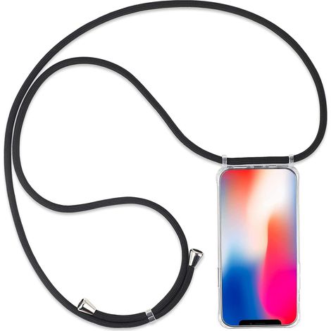 FUNDA PARA APPLE IPHONE X/XS RÍGIDA TRANSPARENTE + CORDÓN (1/5)