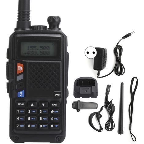 Talkies-Walkies Portables avec Affichage LCD et Clip Ceinture - Chargeur 100‑240V Prise UE Noir (1/5)