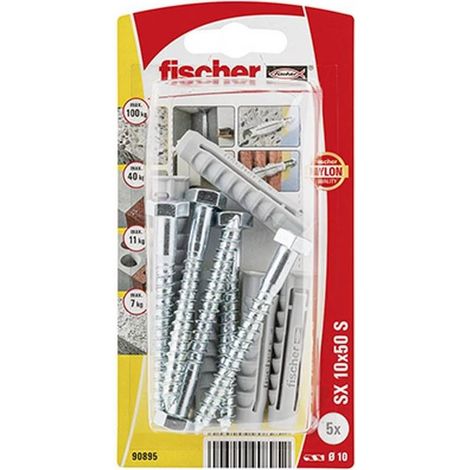 Tacos con Tornillo FISCHER SX 10x50mm - Blíster 5 unidades 567828 (1/3)