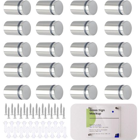 Lot de 20 entretoises murales en Acier Inoxydable - 19 x 25 mm  Vis d'espacement pour panneaux - Entretoises murales pour fixation de panneaux, miroir, posters (1/5)