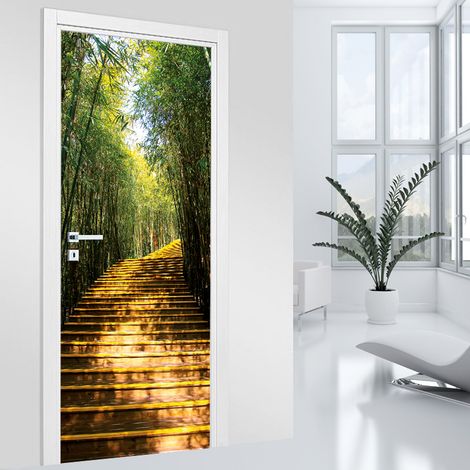 Stickers pour porte - Forêt Escaliers - 63 x 205 cm - Adhésif MAT (1/2)