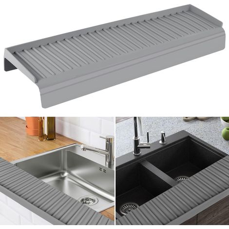Protecteur de Bord d'Évier Silicone, 50,8x10,5x5cm Protection de Bord d'Évier Gris Protection Anti-Éclaboussures pour Évier de Cuisine pour Évier de Baignoire Évier de Cuisine (1/5)