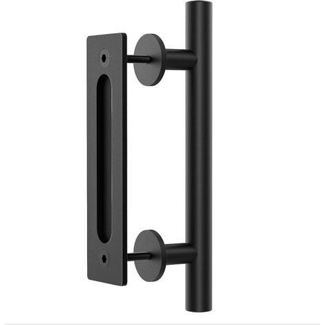 1 Pcs 30CM Poignée de Porte Coulissante, Noires Avec Poignée de Porte Coulissante, Grande Taille Rustique, Convient pour Portails, Garages, Armoires (1/5)