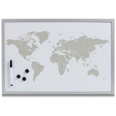 Magnettafel World + 3 Magnete, weiß, 60 x 40 cm, ZELLER
