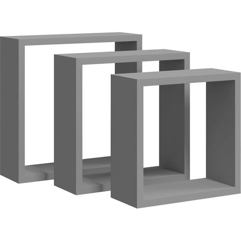 vidaXL Wall Cube Shelves 3 pcs Grey MDF (1/5)
