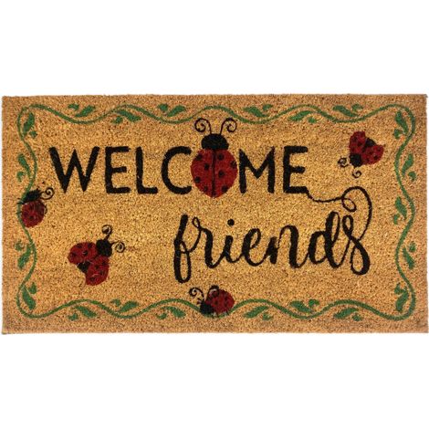 Tappeto Ingresso Esterno in Cocco - Zerbino Antiscivolo Welcome con Coccinelle - 40x70 cm (1/5)