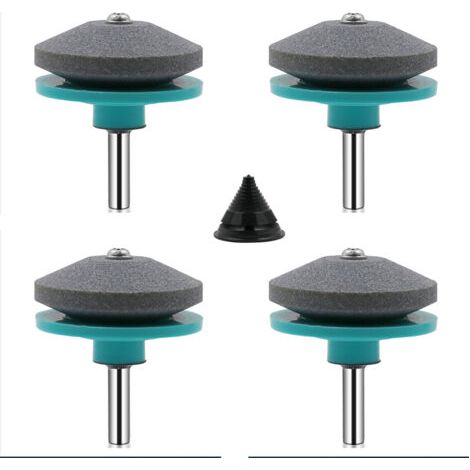4 Pièces Affuteur Lame Tondeuse Gazon Universel Aiguiseur de Tondeuse Accessoires pour Tondeuses avec 1Pcs Kit D'équilibrage de Lame, (vert et bleu) (1/5)