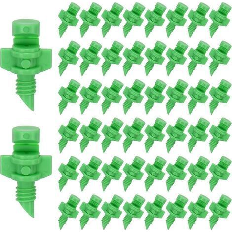 50-Pack Buses Brumisateurs, Emetteurs D'Irrigation 180 Degres pour Systeme D'Arrosage De Jardin/Plantes/Pelouse Dripper pulvérisateur A Refraction avec Embout Barbelé [Vert] (1/5)