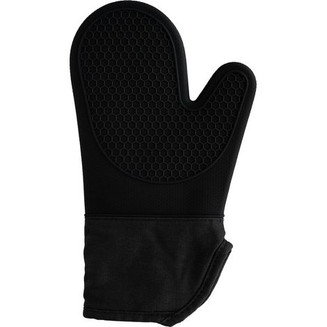 Gant de four en silicone et coton, mitaine résistante à la chaleur pour micro-ondes, pâtisserie maison, cuisine, noir (1/5)