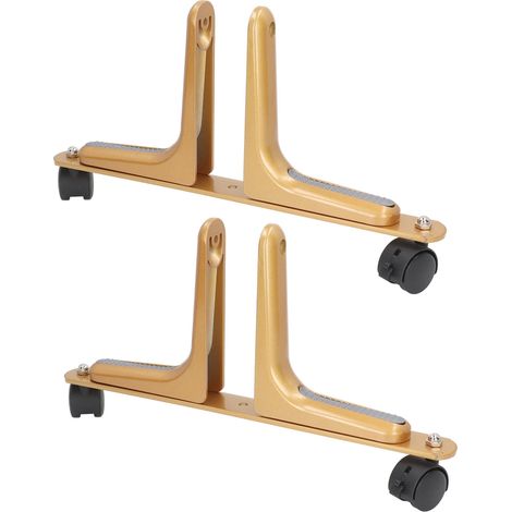 Lot de 2 supports de paravent réglables en largeur, en alliage d'aluminium, avec roulettes et pieds, couleur or. (1/5)