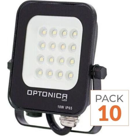 Projecteur LED Extérieur SMD 10W IP65 Noir (Pack de 10) - Blanc