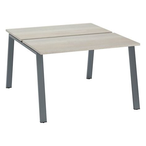 Pôle de 2 bureaux droits chêne gris L 120 x P 60 cm piétement métal anthracite - Arch - Maxiburo