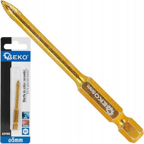 Broca vidrio Geko hex 5mm 4 filos carburo tungsteno (1/3)