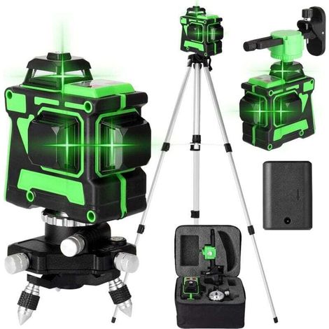 Laser Leveling Device, 3D Self-Leveling Laser Leveling Device with 12 Horizontal and Vertical Lines, 1.2m Tripod and 1 x 2400mAh Battery. (1/5)