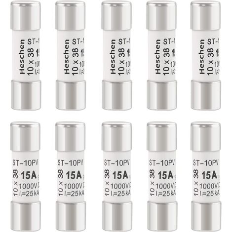 fusibles photovoltaïques type GPV 15A 1000VDC pour protection du système solaire PV 10 x 38mm lot de 10 (1/4)