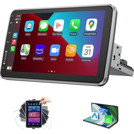 Autoradio 1 DIN Android 15 Écran Tactile CarPlay sans Fil GPS, 4 Go RAM 64 Go ROM, 10,1 pouces, Caméra recul, Inclinable 360°, WiFi, Bluetooth, FM RDS, DSP 10 bandes, Format universel (1/5)