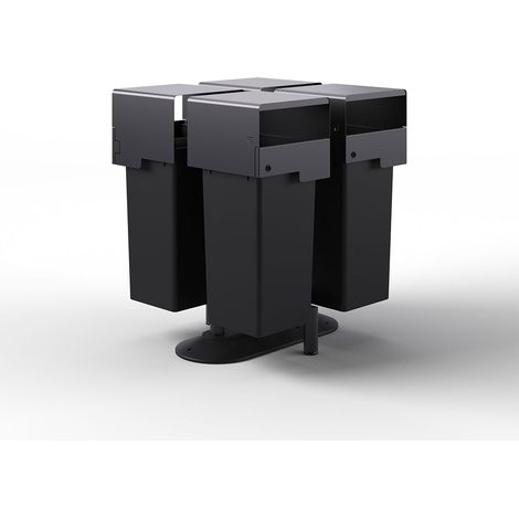 Portarifiuti Quadruplo su Base Coperto con Serratura 4 Contenitori da 73 L 90x90x107,5 cm Grigio Antracite