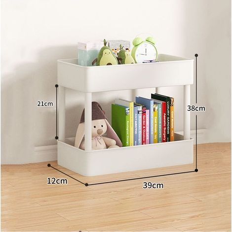 Rangement Bureau, Mobile à 2 Niveaux, Stockage, Étagère de Rangement Fine à 2 Niveaux, pour Cuisine Étroites, Tanière, sans roues(39x12x38cm, blanc)