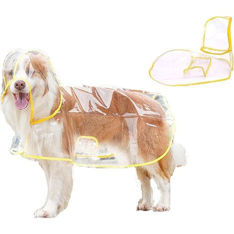 Poncho de pluie pour chien, manteau de pluie pour chien, manteau de pluie transparent, bouton réglable, convient aux grands chiens - - taille XXL - 1pcs (1/5)