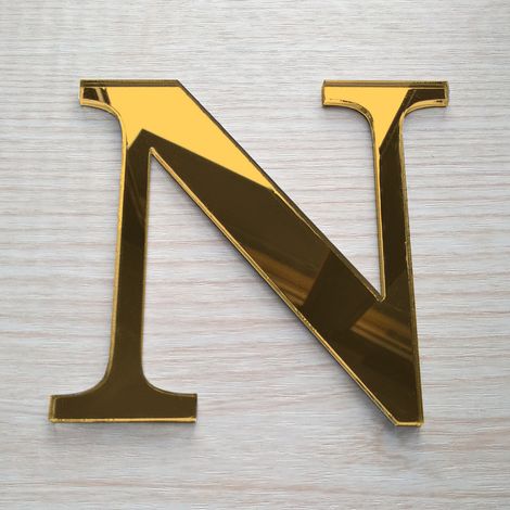 Lettre Miroir Or Décorative Plexiglass.- N - 10 cm