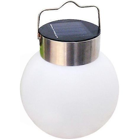 Lampe solaire d'extérieur, lampe de jardin étanche à LED sphérique suspendue, veilleuse, lustre de jardin en acier inoxydable (lumière blanche) (1/5)