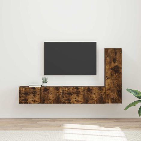 vidaXL Ensemble meuble TV 3 pcs Chêne fumé Bois d'ingénierie
