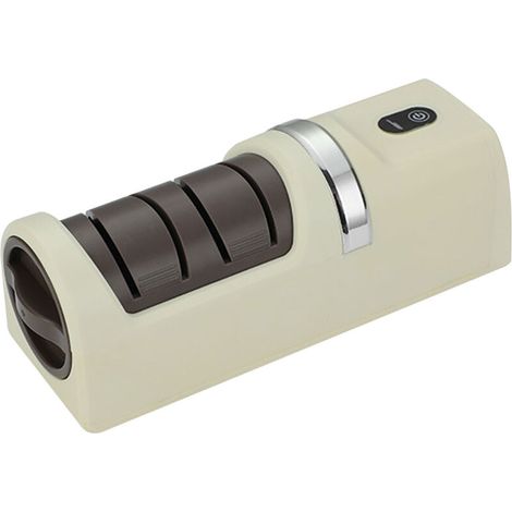 Aiguisoir Électrique Portable Rechargeable USB avec Base Anti-Dérapante et Meules Grossière et Fine pour Cuisine, Camping et Extérieur