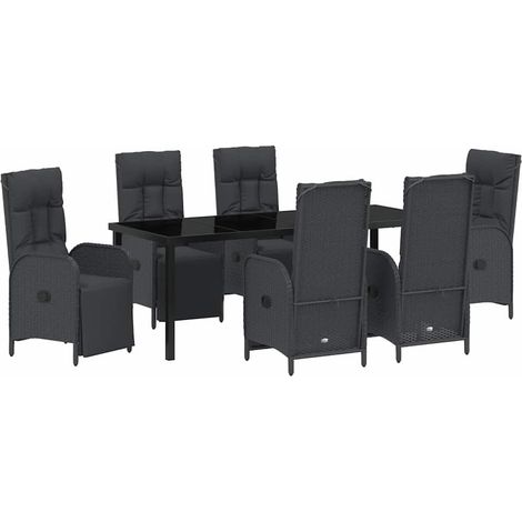 Maison Exclusive - Set da Pranzo per Giardino con cuscino 7 pcs Nero polyrattan