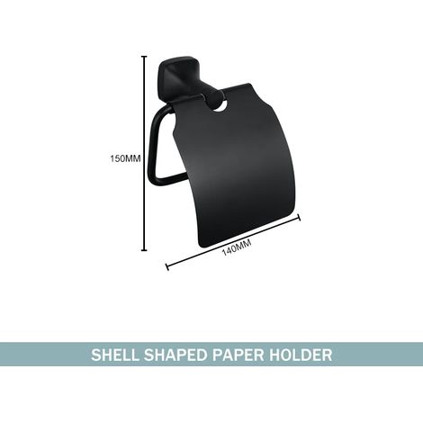 (Porte-papier toilette recouvert) Ensemble d'accessoires de salle de bain noir mat, crochet mural en acier inoxydable, porte-papier toilette, barre porte-serviettes, suspension (1/5)