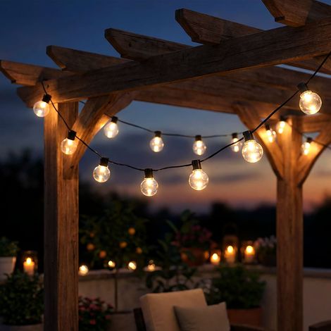 Solar Lichterkette Gartenlampe Außenleuchte 24x LED Glühbirnen Terrassenlampe mit Erdspieß, warmweiß, L 660 cm