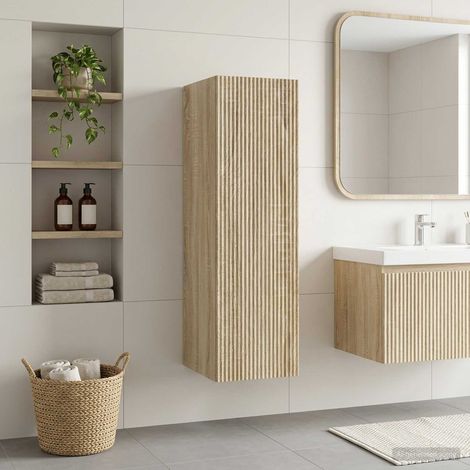 Meuble de salle de bain mural avec portes, bois d’ingénierie, chêne sonoma, 33 x 34,5 x 100 cm - PANGIVO (1/5)