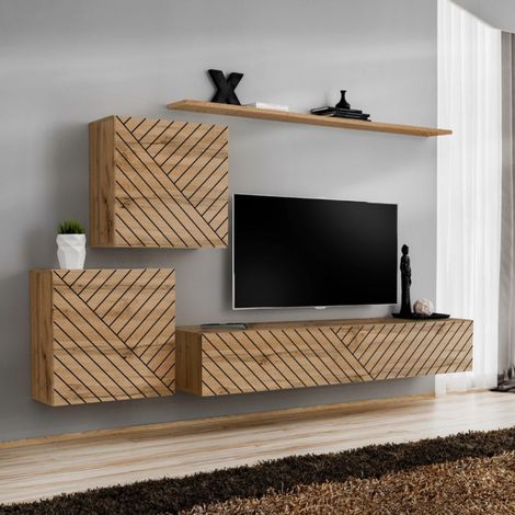 Ensemble Meuble TV "Switch Lamel V" 250cm Naturel (1/5)