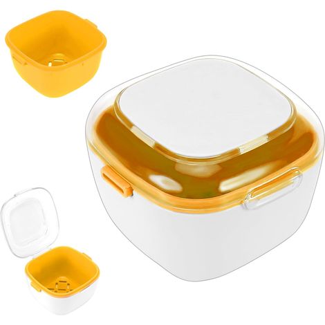 Boîte de Dentier avec Passoire,Etui pour Dentier avec Couvercle,Boîte de Rangement pour Prothèses,Boite Appareil Dentaire,pour Trempage Nettoyage Stockage(Jaune) (1/5)