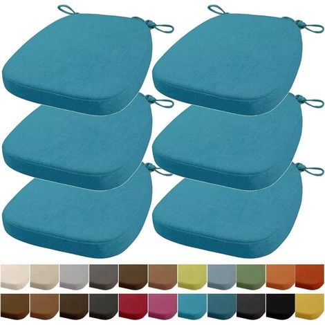 40x38x33CM(3CM Épaisseur) Coussin de Chaise, Coussin de Chaise de Jardin, Lavable, avec Fermeture éclair, Sangles, antidérapant (Bleu Clair,6 pièces) (1/5)