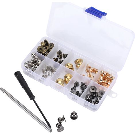 Rivet à tête de moine, clou, boîte, plaqué laiton, accessoires de vis pour la fabrication de sacs et d'objets en cuir (KQ-403) (1/5)