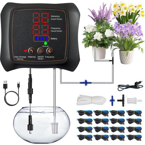 Système D'irrigation Automatique, Système D'irrigation Jardin Pour 16 Plantes En Pot, Kit D'irrigation Goutte À Goutte, Système D'arrosage Automatique D'intérieur Goutte Automatique Rechargeabilité (1/5)