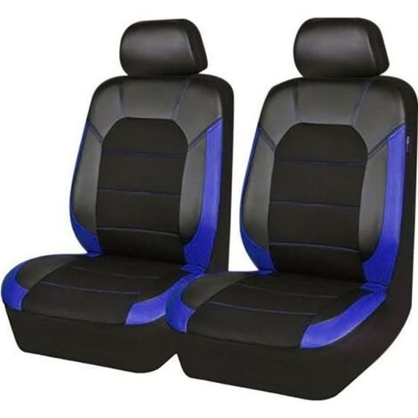 pair Housse de siège auto - HELLOVE - Universelle - Cuir PU - 4 pièces - Bleu (1/3)
