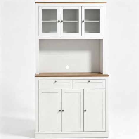 Küchenbuffet 100 x 40 x 180 cm aus weißem MDF mit Stauraum – MEUBLIV (1/5)