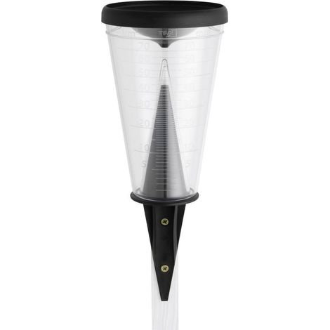 Pluviomètre analogique 305 x 122 mm – Couvercle amovible pour réduire l'évaporation – Très bonne lisibilité – Support enfichable dans le sol – Tfa Dostmann