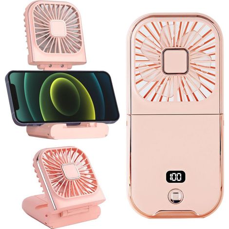Ventilateur portable de cou et bureau, support pliable, rechargeable via USB, écran LED intégré – modèle mini et silencieux (1/5)