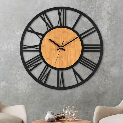 Horloge Murale en Métal Grande Horloge Murale Silencieuse sans Tic-Tac 40cm Pendule Murale Style Vintage pour Salon Chambre Cuisine Bureau (1/5)