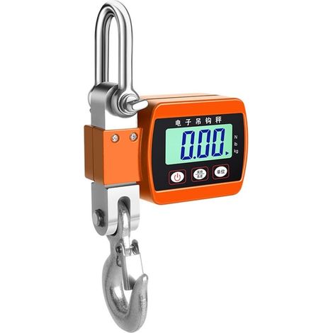 Balance électronique portable à crochet de 500 kg avec écran LCD - Conversion d'unités multiples - Coque en alliage d'aluminium pour la pêche - Pesage en acier et mesures de quai - Bleu (1/5)
