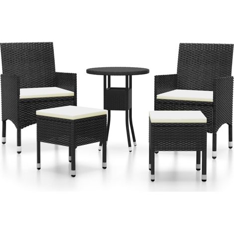 Maison Exclusive - 5-tlg. Garten-Lounge-Set Poly Rattan Schwarz