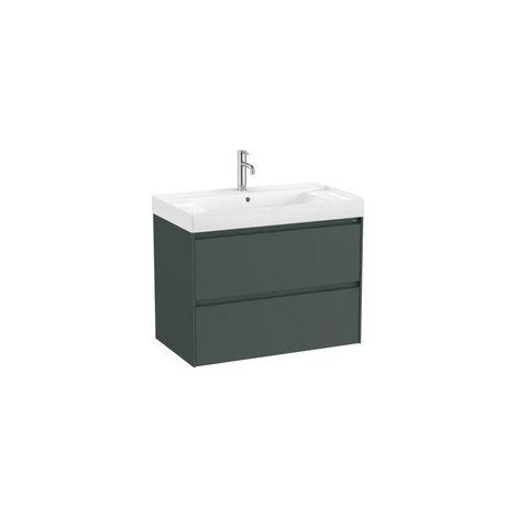 MUEBLE LAVABO CENTRADO BLANCO 800X460 ONA STANDARD 2 CAJONES LED VERDE MATE