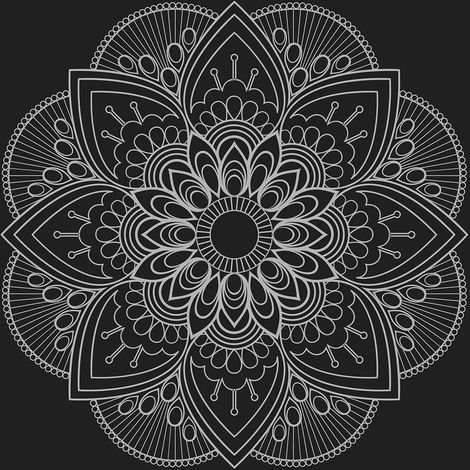 Tableau Rosace en noir et blanc - 50x50cm - made in France (1/5)