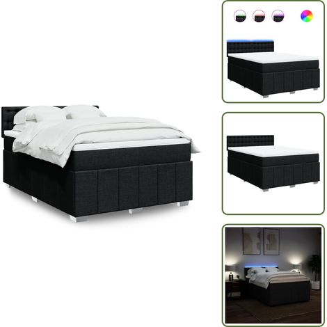vidaXL Sommier à lattes de lit avec matelas Noir 140x200 cm Tissu (1/5)